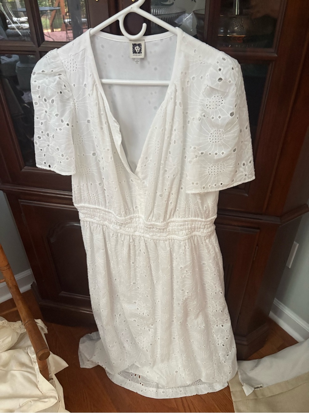 Anne Klein White Eyelet V-Neck Dress - Picture 3 of 4